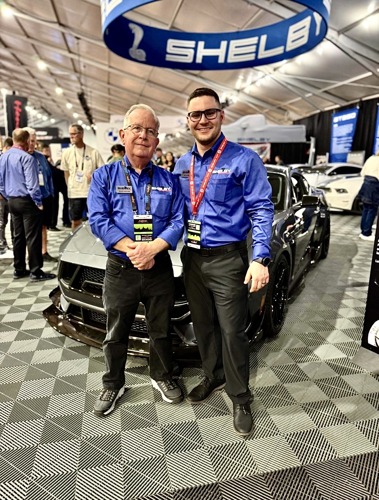Roger Christian and Cory Garner at a Shelby display