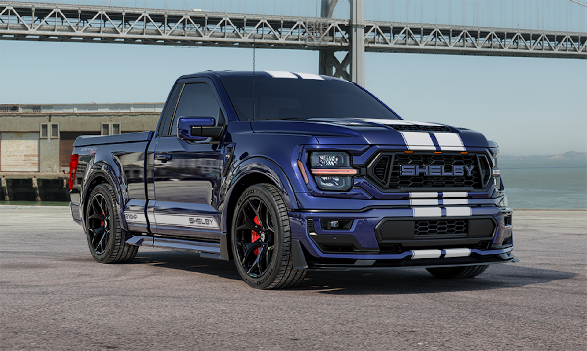 Shelby Super Snake F-150 in blue with white racing stripes